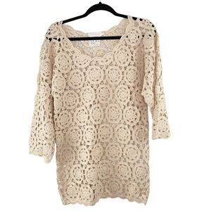 Carmelo Pomodoro Crochet Sweater Coastal Grandma Cotton Vintage Boho Small